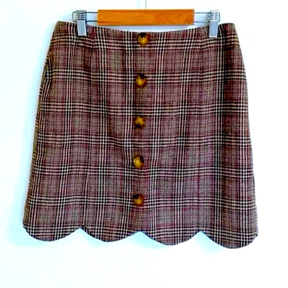 Southern Proper Dessie Wool Blend Skirt, Professor Plaid, sz 4